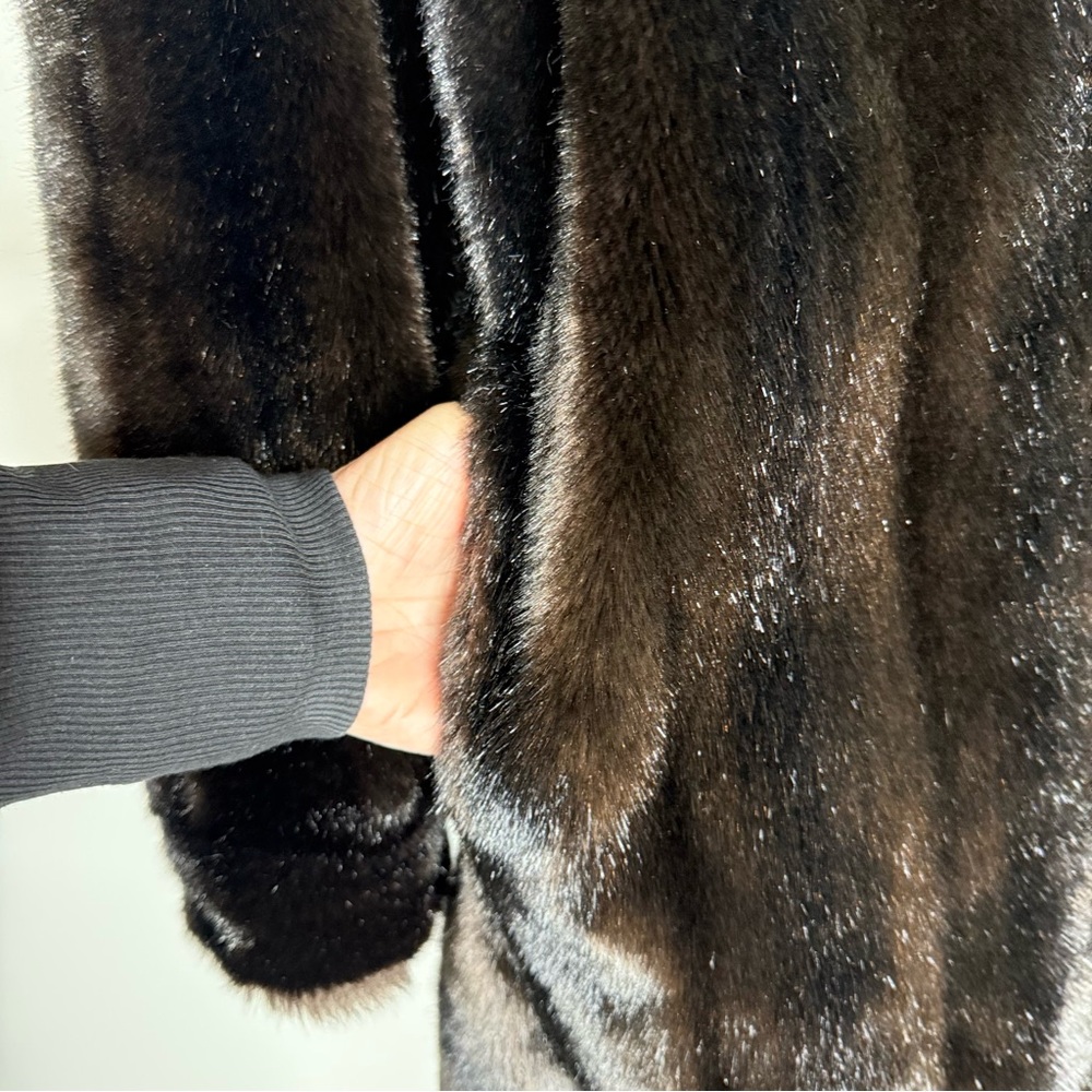 STERLING STALL Vintage Union Made Faux Fur Coat 1986 Button Front Pockets Sz 12 - Picture 4 of 16